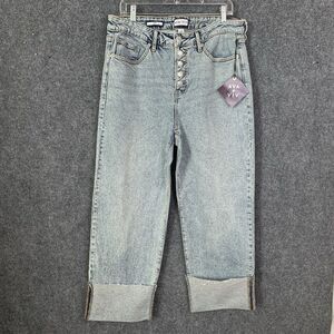 AVA & VIV Stone Wash Button Fly Ankle Jeans Sz 16 NWT Straight Leg Cuffs Hi-rise